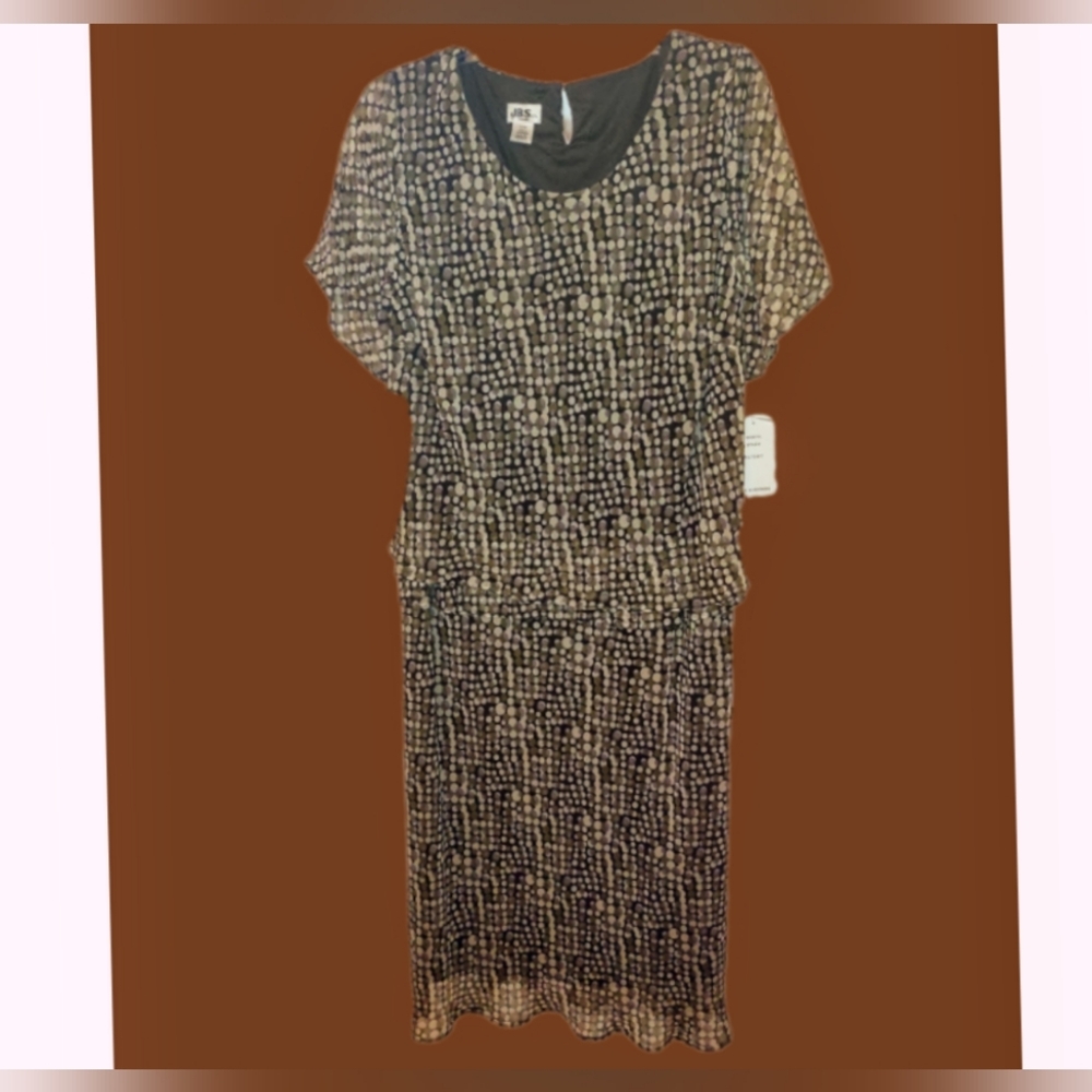 22W  Dress w/ Brown Mocha Dots Design  JBS